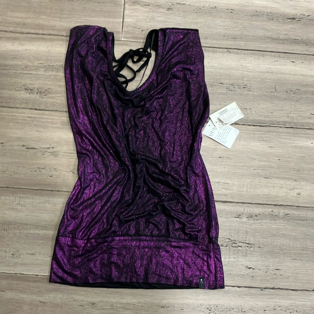 Guess purple butterfly tie back slouchy top S